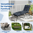 The Outdoor Lounge Chaise Cushion Set of 2 - 73x22 Inch High Back by DirectDeals is featured outdoors on various furniture, with text highlighting its versatile use.