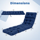Outdoor Lounge Chaise Cushion Set of 2 - 73x22 Inch High Back by DirectDeals, shown in blue with 32″, 12″, and 29″ seat sections, 4″ thick, a 12″ high back cushion; displayed on a white background.
