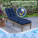 DirectDeals Outdoor Lounge Chaise Cushion Set of 2 - 73x22 Inch High Back: navy cushions by the pool, surrounded by plants; icons show they’re breathable, wear-resistant, anti-fading, sun-proof, with water beading on polyester.