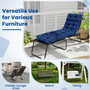A DirectDeals Outdoor Lounge Chaise Cushion Set of 2 - 73x22 Inch High Back shown on lounge chairs, benches, and swings—versatile use for various furniture.