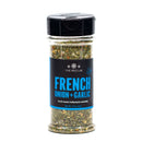 A clear spice jar from The Spice Lab, labeled Flavors of Provence Seasoning Set, filled with a dried gourmet blend for French and Italian-inspired dishes. Topped with a black lid and featuring a blue label, this seasoning brings authentic flavors to your kitchen creations.