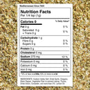 A close-up of The Spice Lab Mediterranean Citrus Seasoning by The Spice Lab, featuring a nutrition facts label with 0 calories, 273 mg sodium, and ingredients such as salt, dried garlic, oregano, lemon oil, and more for an authentic Greek-inspired flavor.
