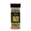 A clear 3 oz spice jar of The Spice Lab Spicy Italian Roasted Garlic Seasoning displays a vibrant mix of dried herbs and spices inside, finished with a black screw-on lid and black label. This bold garlic seasoning from The Spice Lab is perfect for grilling or adding extra flavor to your favorite dishes.