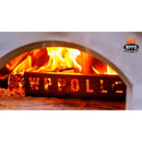 The WPPO Wood-Fired Oven Flame / Heat Deflector by WPPO LLC Direct is a premium pizza oven accessory designed to evenly distribute heat within your wood-fired oven. The product features a stainless steel deflector and can be seen in action inside an oven with a metal plate reading WPPO LLC, bright flames, and burning wood. In the upper right corner, the WPPO logo with flames and the words "GET FIRED UP" is displayed, emphasizing its commitment to excellence in wood-fired cooking.