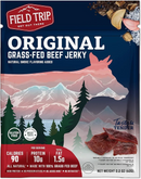 DDR BBQ Supply Field Trip original grass-fed beef jerky in a blue pouch with mountain landscape illustration