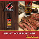 Butcher BBQ BBQ Mud | Steak Marinade | Sweet and Savory Brisket Marinade pictured with steak