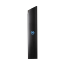 The Messermeister Slicer Edge-Guard - 8" is a sleek, rectangular black guard with a slightly angled top and blue circular logo at the center, displayed vertically against a white background.