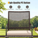 The DirectDeals 8-Piece Patio Conversation Set with Acacia Wood Coffee Table features breathable, hand-woven PE rattan chairs with armrests and beige cushions—sun-proof and perfect for stylish outdoor seating.