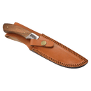 9.5" Fixed Damascus Blade Knife with Leather Sheath Bison River/JDS Industries