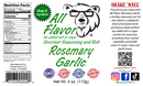 A white label for Pawpa Flavor All Flavor Rosemary Garlic from Pawpa Flavor LLC features a bear logo, ingredient list, nutrition facts, and highlights product features such as no added salt and no added sugar. It also includes social media information and a QR code.