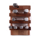 A top-down view of the Messermeister Avanta Pakkawood Knife Block Set – 10 Piece by Messermeister, featuring stainless steel knives with silver handles, neatly arranged in the block slots against a white background.