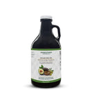 A 946 ml bottle of Georgetown Olive Oil Co. 50% Avocado Olive Oil + 50% Extra Virgin, featuring a handle and a green and white label with images of avocado and olives, crafted by Georgetown Olive Oil Co. and renowned for its high polyphenol content.