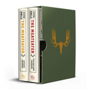 Meateater Cookbooks Box Set: The Meateater Fish and Game Cookbook, the Meateater Outdoor Cookbook - Paperback in a green slipcase with a gold antler and fork logo, showing white and black book spines.