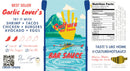 A vibrant hot sauce label for Culture Hot Sauce Bar Sauce by Culture Hot Sauce features a striking yellow handprint, rowers gliding across the water, and detailed text about ingredients, nutrition facts, handmade quality, and social media. Mountains and a blue sky form the scenic background. The phrases “Garlic Lover’s” and “Culture Hot Sauce” stand out on the packaging, highlighting this bold garlic sauce as a rich umami-infused enhancer for any dish.