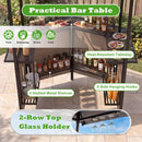 DirectDeals Grill Gazebo with Shelves, Hooks & Double Roof Canopy features glass holder, hanging hooks, slatted shelves, heat-resistant top, and organized drinks with labeled features for easy use under your grill gazebo.