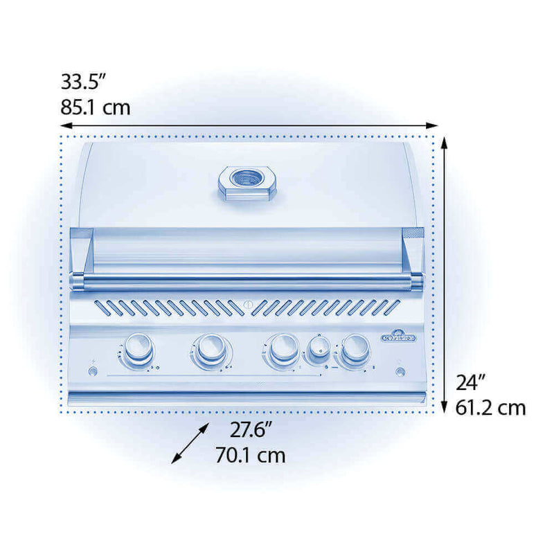 Napoleon Built-In 700 Series 32 Phantom matte black gas grill with infrared rotisserie and LED backlit knobs