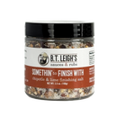 A clear jar of B.T. Leigh’s Chipotle & Lime Finishing Salt with a white label featuring a logo, product name, and nutritional information.