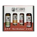 A gift box containing B.T. Leigh’s The Burn Box - Spicy Flavors Gift Set, which includes four items: jalapeño sauce, taco seasoning, barbecue rub, and vinegar sauce.
