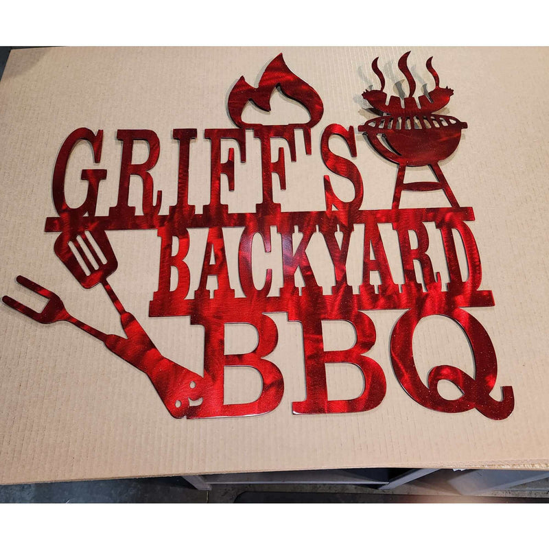 Backyard BBQ Metal Barbecue Sign DDR Fab