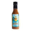 A bottle of Culture Hot Sauce Bar Sauce from Culture Hot Sauce features a vibrant label depicting mountains, water, and people rowing a boat. Inside, the orange-brown sauce combines bold garlic notes with dynamic flavor enhancement for an irresistible kick. The bottle is finished with a sleek black cap.