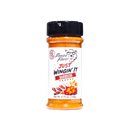 A Pawpa Flavor Just Wingin’ It Barbecue spice shaker for crispy wings, featuring a label with a bear wearing glasses and an illustration of chili peppers and spice flakes.