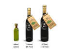 Here’s a rewritten version using the provided product data: Three bottles of Georgetown Olive Oil Co BASIL Infused High Polyphenols Extra Virgin Olive Oil in 60ml, 200ml, and 375ml sizes, with the two larger bottles featuring black labels and brown tags.