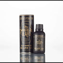 A bottle and tube of The Immaculate Beard Immaculate Fast Absorbing Beard Oil For Men Softens Skin are displayed against a white background, with labels featuring natural ingredients such as spearmint, eucalyptus, lavender, and clary sage.