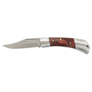 Bison River 3.5" Folding Knife with stainless steel blade and wood handle shown with blade out