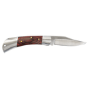 Bison River 3.5" Folding Knife with stainless steel blade and wood handle shown with blade out