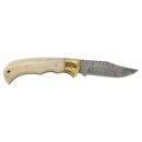 3.75" Damascus Steel Knife with Leather Sheath with Bone Bison River/JDS Industries