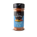 Texan Heartland Blackened Seafood Seasoning comes in a bottle with a black cap. The blue label displays a mound of seasoning and herbs, along with the words “Bold Spice, Texan Flavor.” Inspired by Gulf Coast cuisine and ideal for high-heat cooking, it has a net weight of 4.12 oz (117g).