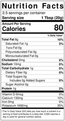Nutrition Facts label showing values for calories, fats, cholesterol, sodium, carbs, protein, vitamins, calcium, iron, and potassium per 1 Tbsp (20g) serving of Taycte Black Truffle Carpaccio (by Taycte), with daily value percentages.