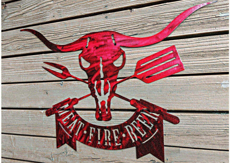 Custom Meat Fire Beer Metal Sign DDR Fab