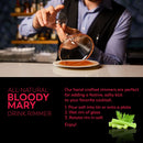A bartender rims a glass with The Spice Lab Bloody Mary Salt Cocktail Rimmer on a plate. Text highlights this all-natural cocktail rimmer from The Spice Lab, complete with simple instructions and a celery garnish at the bottom—perfect for taking your next savory cocktail to the next level.