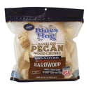 Blues Hog Barkless Pecan Wood Chunks for smoking meat. Premium smoking wood. Front of bag. 