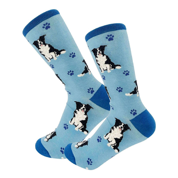 Border Collie dog socks with black and white design – shop unique gifts for dog lovers at DDR BBQ Supply