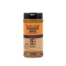 Bourbon Barrel Foods Bourbon Smoked Pumpkin Spice comes in a clear jar with orange-brown packaging and a pumpkin illustration—a smoky blend from Louisville, KY that enhances fall recipes.