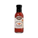 A bottle of Brownwood Farms Ghost Pepper Ketchup, featuring a beige label with red and brown accents, and the words “Spicy Ghost Pepper Ketchup” and “Net Wt 14 oz (397g)” on the front.