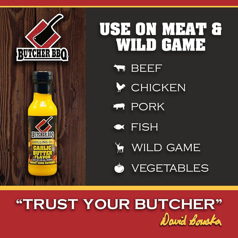 butcher bbq garlic butter oil to use on meat and wild game