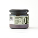 A glass jar with a black lid, featuring a nutrition label and barcode. The side label reads “Famiglia Crispino,” and it contains Taycte Famiglia Crispino Black Olive Bruschetta Spread — an authentic Italian olive tapenade.