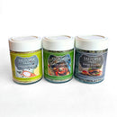 The SALTOPIA Infused Sea Salts Kitchen Favorite Flavors Gift Set: COOKS SURVIVAL KIT showcases three vibrant jars—Lemon Pepper Salt, Poultry Seasoning, and Burger Seasoning—with colorful food images and white lids.