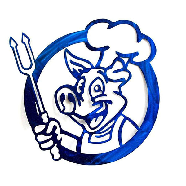 BBQ Cartoon Pig Metal Sign DDR Fab