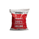 The recteq Cherry Pellets – 18lb Bag are red and white, labeled 100% natural with no fillers or additives, perfect for grilling or smoking food.