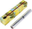 The ChicWrap Lemon Aluminum Foil Refillable Dispenser (12" x 30') features a colorful lemon- and lime-themed box with a red slide cutter and black handle for easy dispensing.