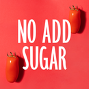 Sure! Here’s a rewritten version of the sentence using your product data: Two whole Italian tomatoes on a red background with large white text reading NO ADD SUGAR, capturing the essence of authentic Calabrian cuisine in Taycte Famiglia Crispino Calabrese Eggplant Pasta Sauce — Melanzane Sugo by Taycte.