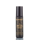 A 10 mL black bottle of The Immaculate Beard Cologne Oil, adorned with gold lettering, stands upright against a white background—ideal as a scented travel perfume or a convenient rollerball perfume for on-the-go fragrance.
