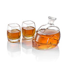 The Craftgen Football Whiskey Decanter by Craftgen, shaped like a helmet and paired with two football-stitched glasses, makes the perfect unique whiskey gift for game day barware.