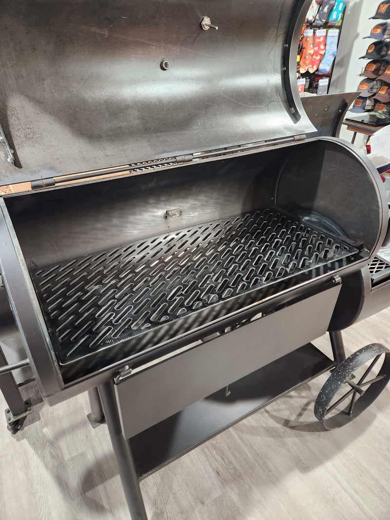Custom grill grate 44.25" l x 17.5" w x 1/2" thick for offset smoker, gravity fed smokers, custom bbq pits and homemade bbq pits. 
