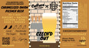 Beer label for Culture Hot Sauce Czech'd Out by Culture Hot Sauce, featuring icons for food pairings, ingredient highlights, a stylized beer glass, and nutrition facts. Inspired by Boomtown Brewing and our renowned Czech Pilsner hot sauce, this label includes social media handles, ordering information, and a signature.