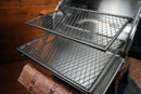 Two-level cooking with Pimp My Grill® Gen2 Slide-Out Rack System - 2 Racks extended from a Camp Chef Woodwind 24 smoker.
